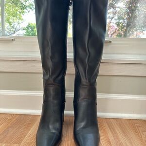 Elegant Black Leather Knee-High Boots